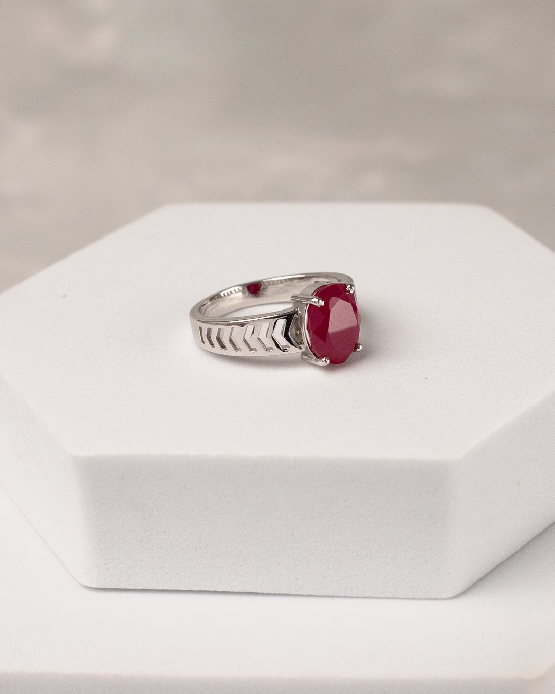 Arrow-Shank Oval Ruby Ring