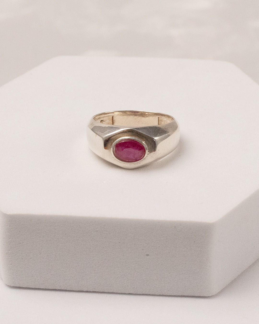 Dome Ruby Oval Signet Ring