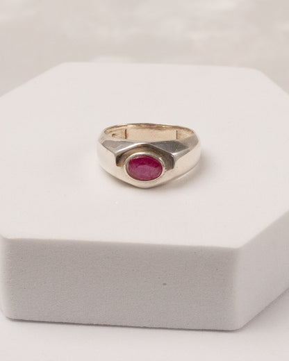 Dome Ruby Oval Signet Ring
