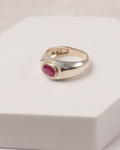 Dome Ruby Oval Signet Ring