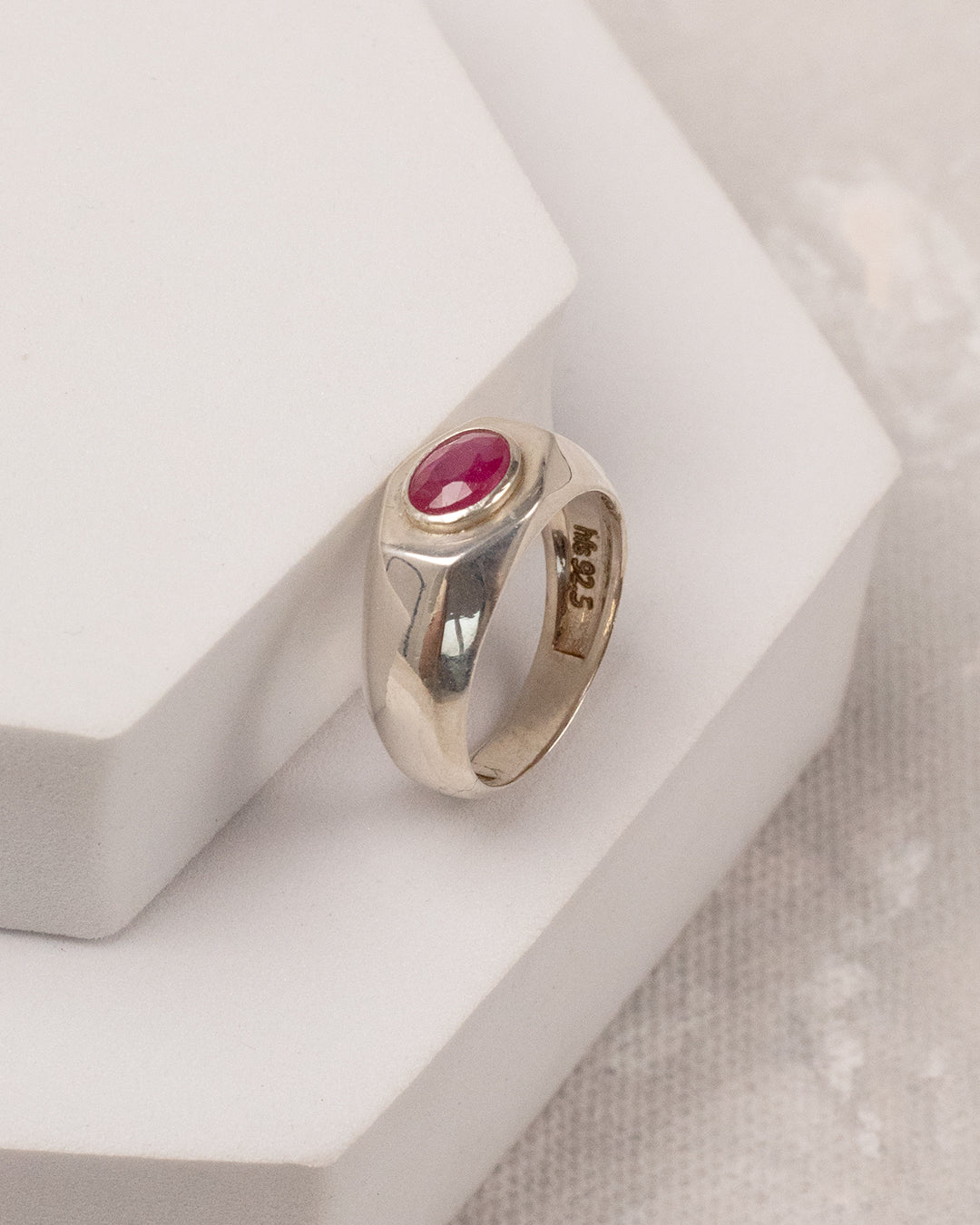 Dome Ruby Oval Signet Ring