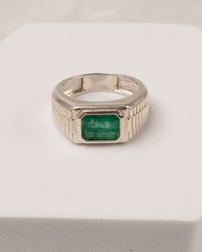 Emerald Luxury Signet Ring — Rolex-Inspired