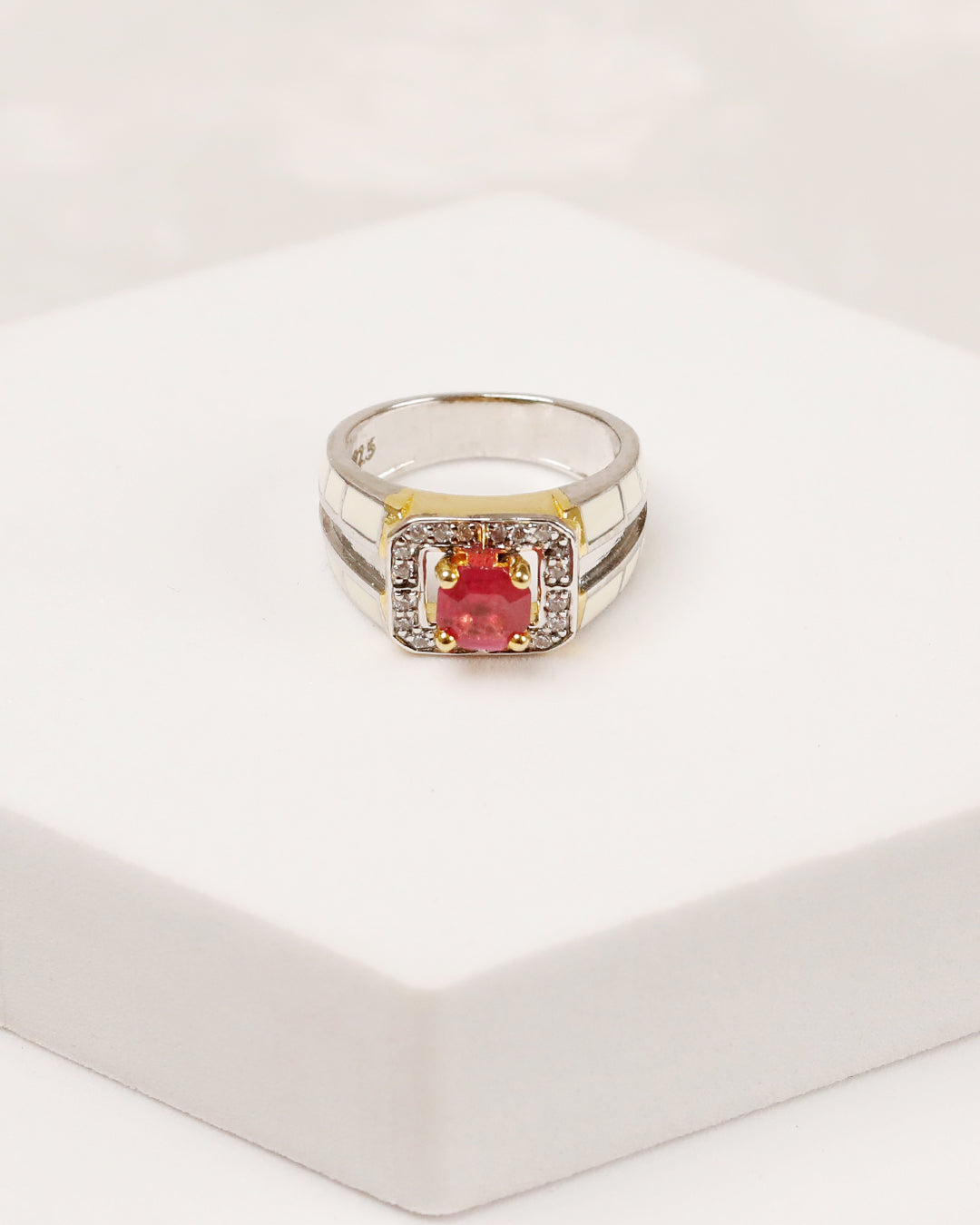 Royal Ruby Enamel & Diamond Men's Ring