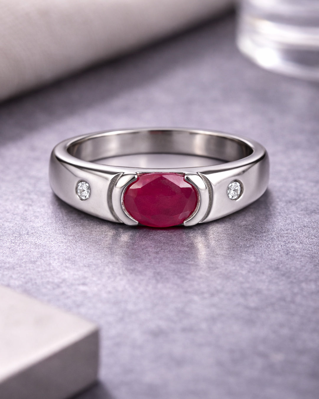 Ruby Moon & Diamond Accent Band Ring
