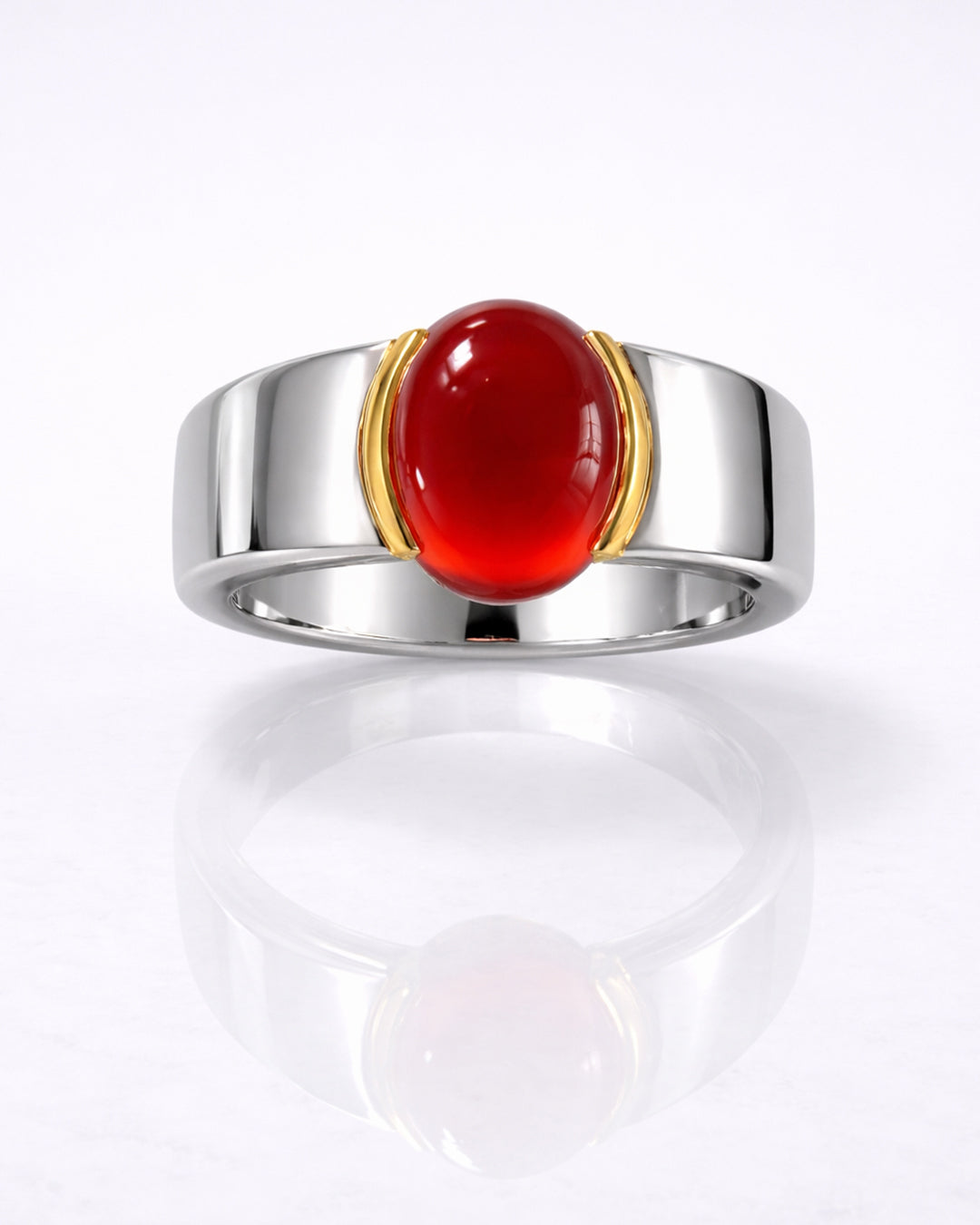 Aqeeq Cabochon Claw-Set Wide Band