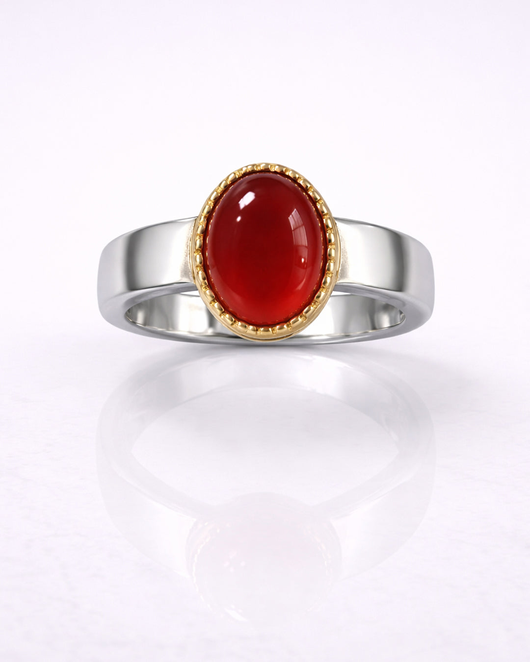 Aqeeq Milgrain Gold Bezel Classic Ring