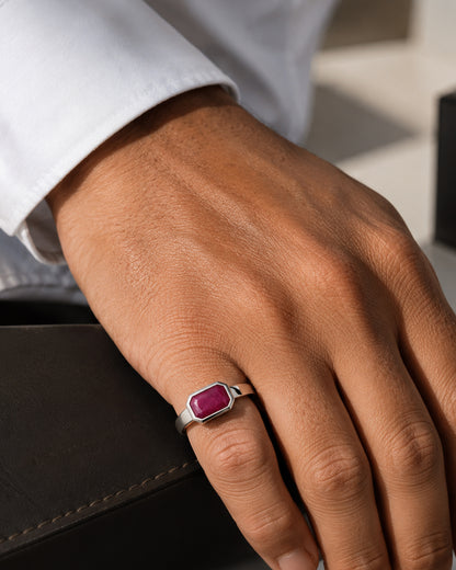 Emerald-Cut Ruby Classic Bezel Ring