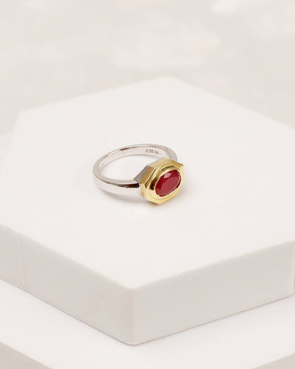 Octagon-Bezel Ruby Ring