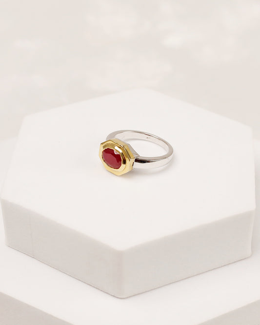 Octagon-Bezel Ruby Ring