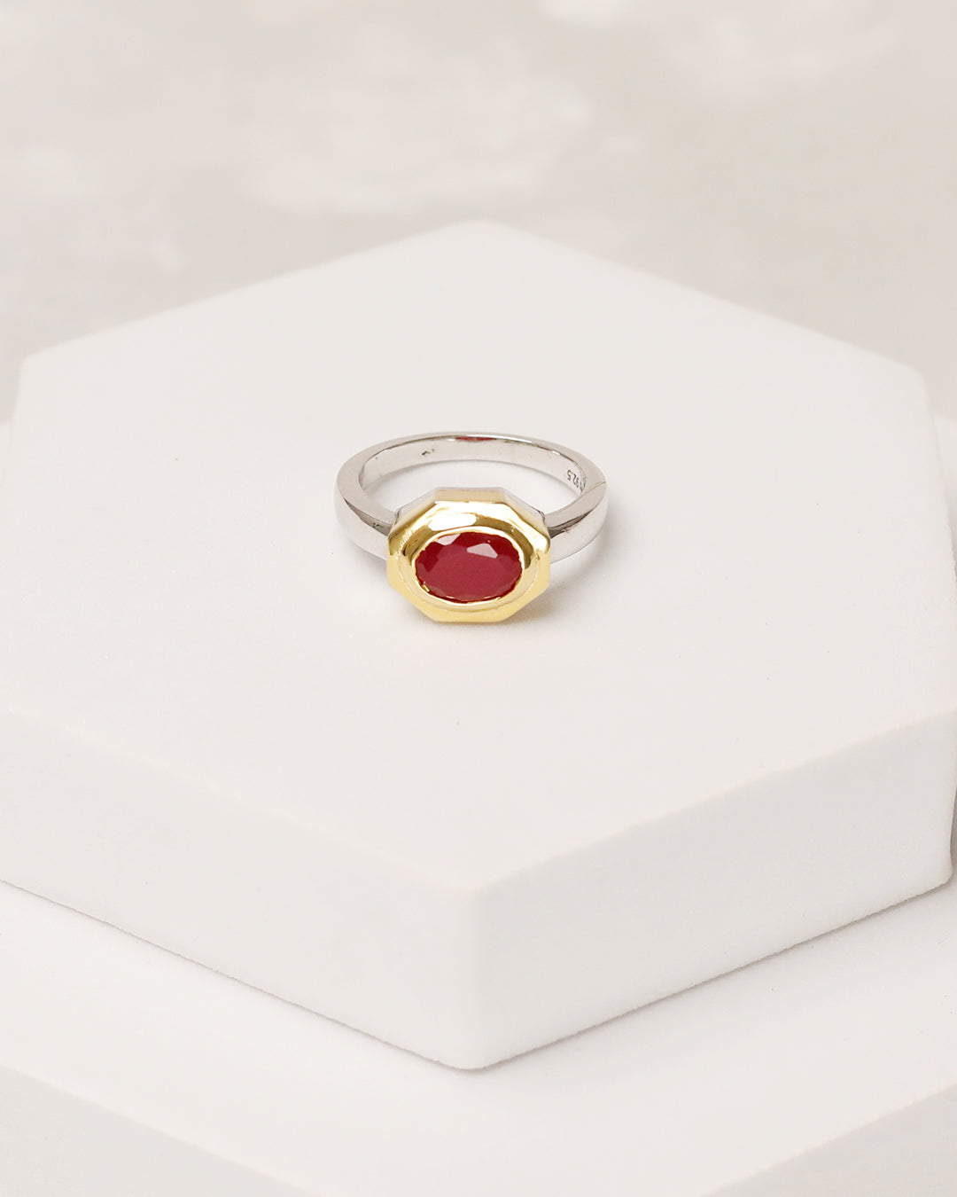 Octagon-Bezel Ruby Ring