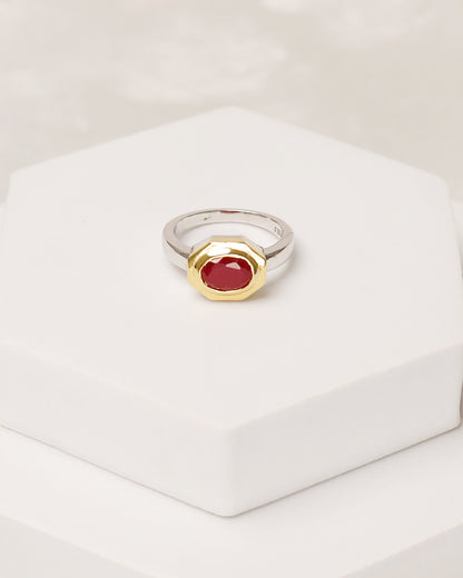 Octagon-Bezel Ruby Ring