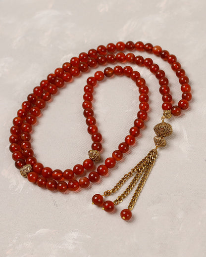 Red Aqeeq Antique 100 count tasbih