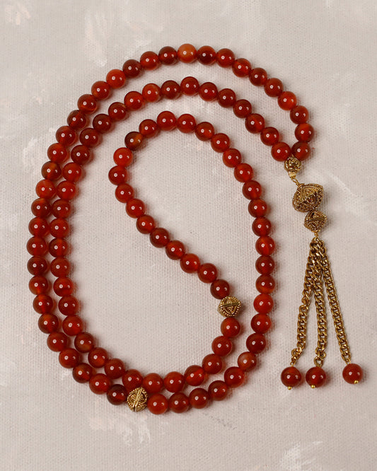 Red Aqeeq Antique 100 count tasbih