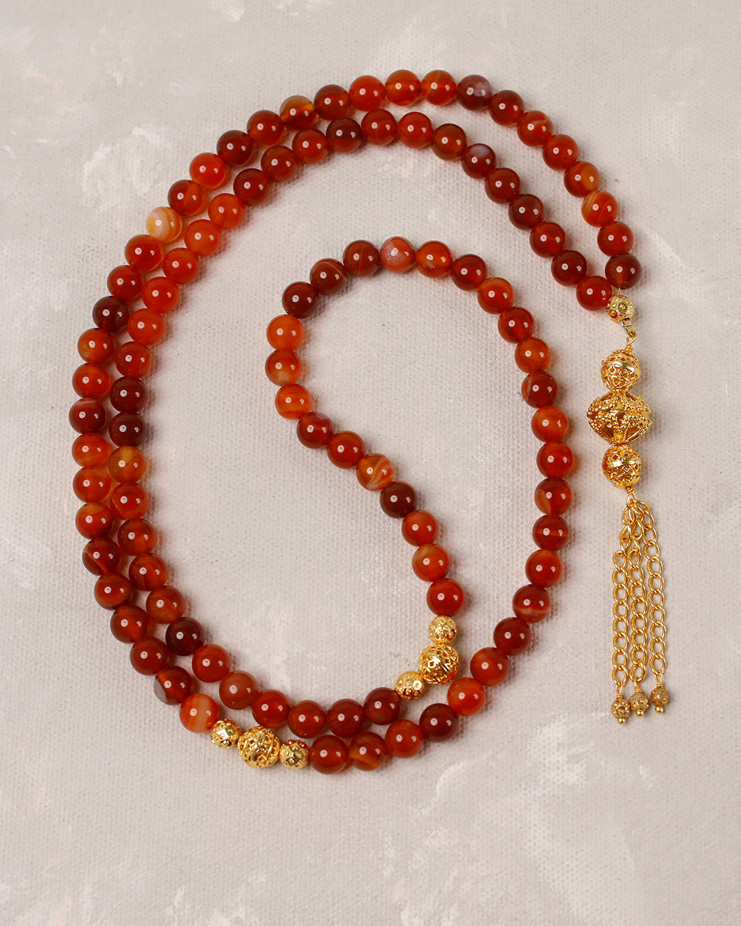 Sulemani Aqeeq Golden 100 count tasbih