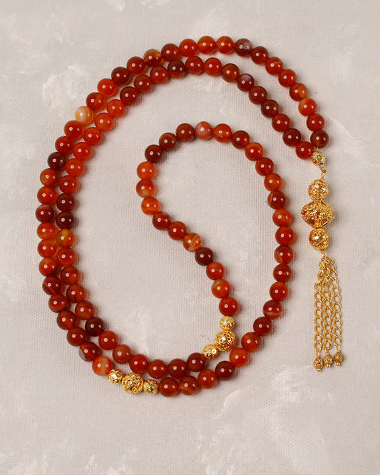 Sulemani Aqeeq Golden 100 count tasbih