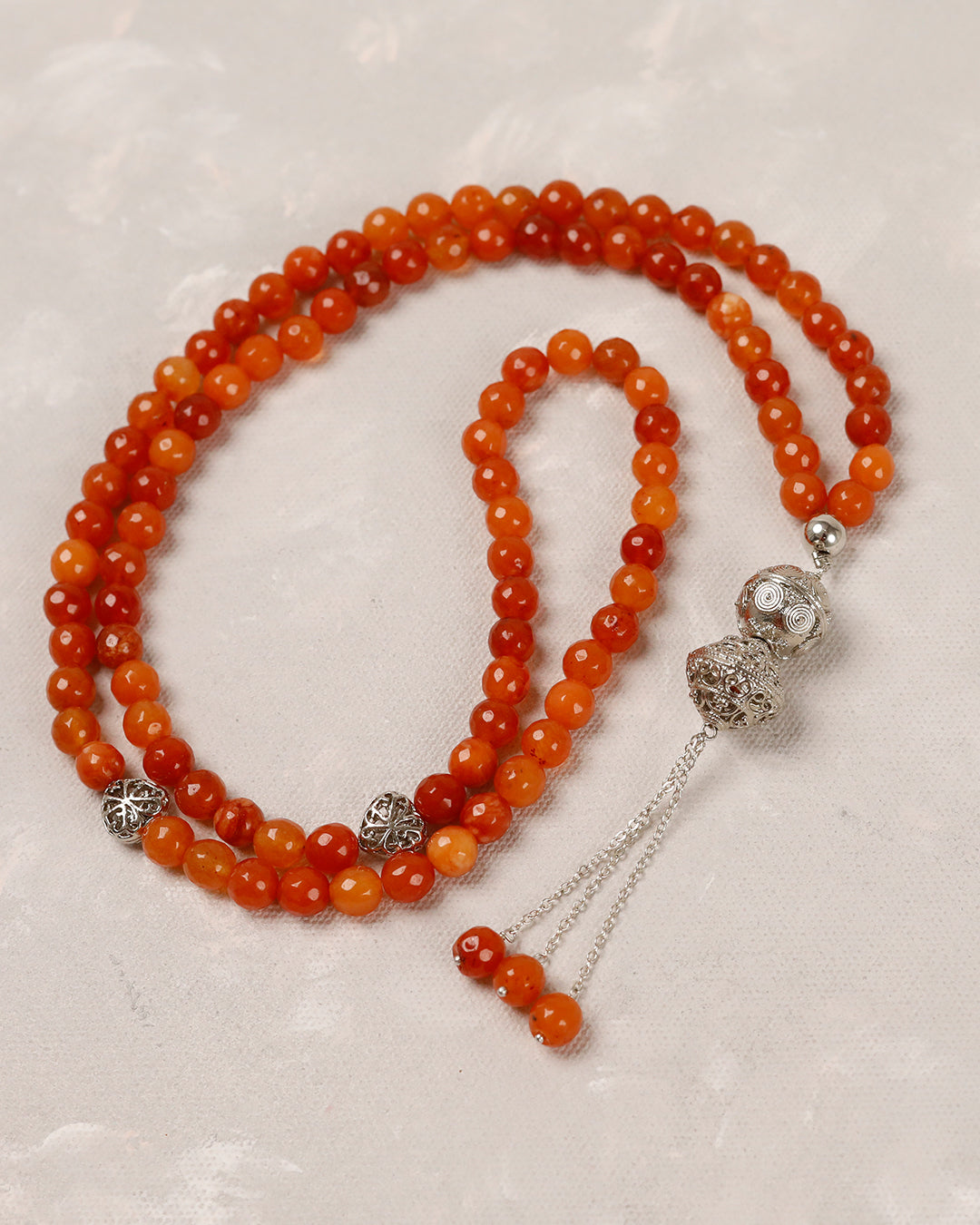 Orange Aqeeq 100 count tasbih