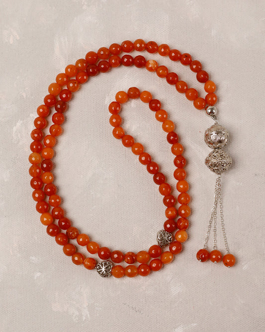 Orange Aqeeq 100 count tasbih