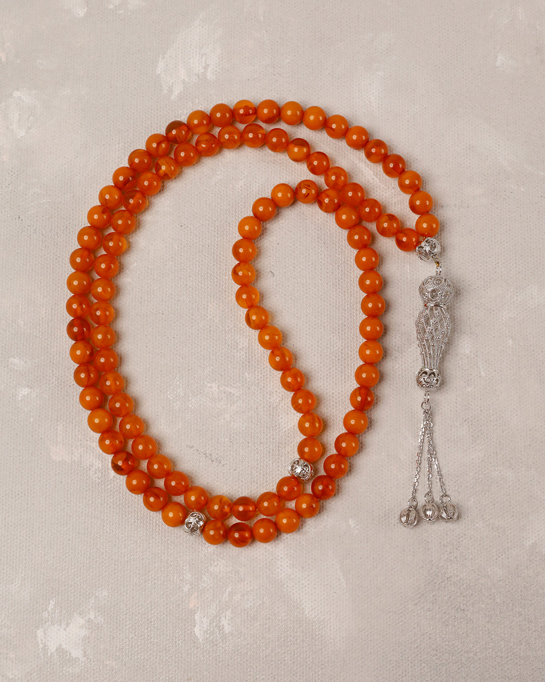 100% Natural Amber Honey Yellow Real Silver 100 count tasbih