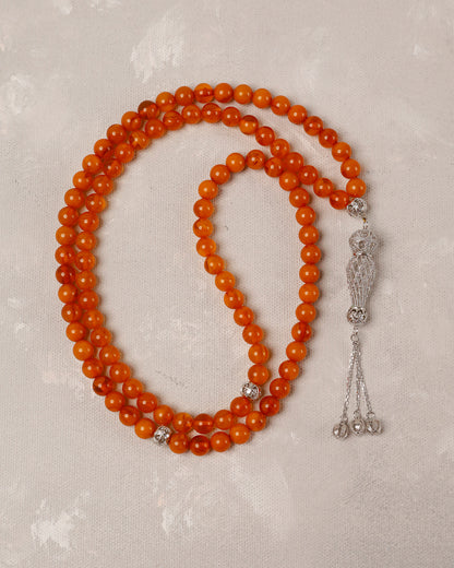100% Natural Amber Honey Yellow Real Silver 100 count tasbih