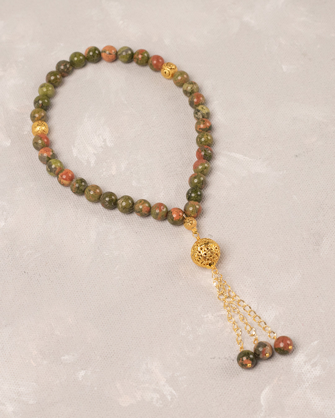 Natural Unakite 33 count tasbih