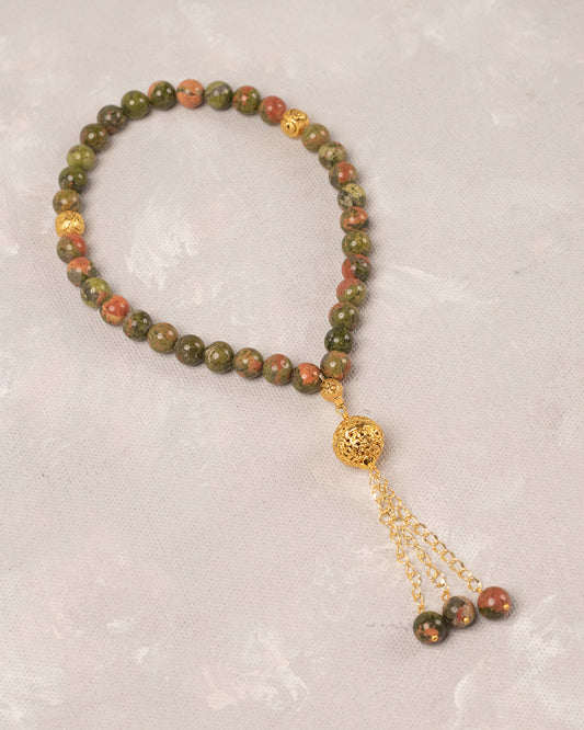 Natural Unakite 33 count tasbih