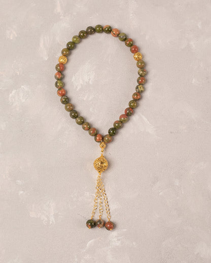 Natural Unakite 33 count tasbih
