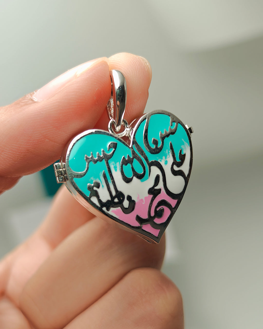 Panjatan-e-Pak  Heart Pastel Taweez - 925 Silver