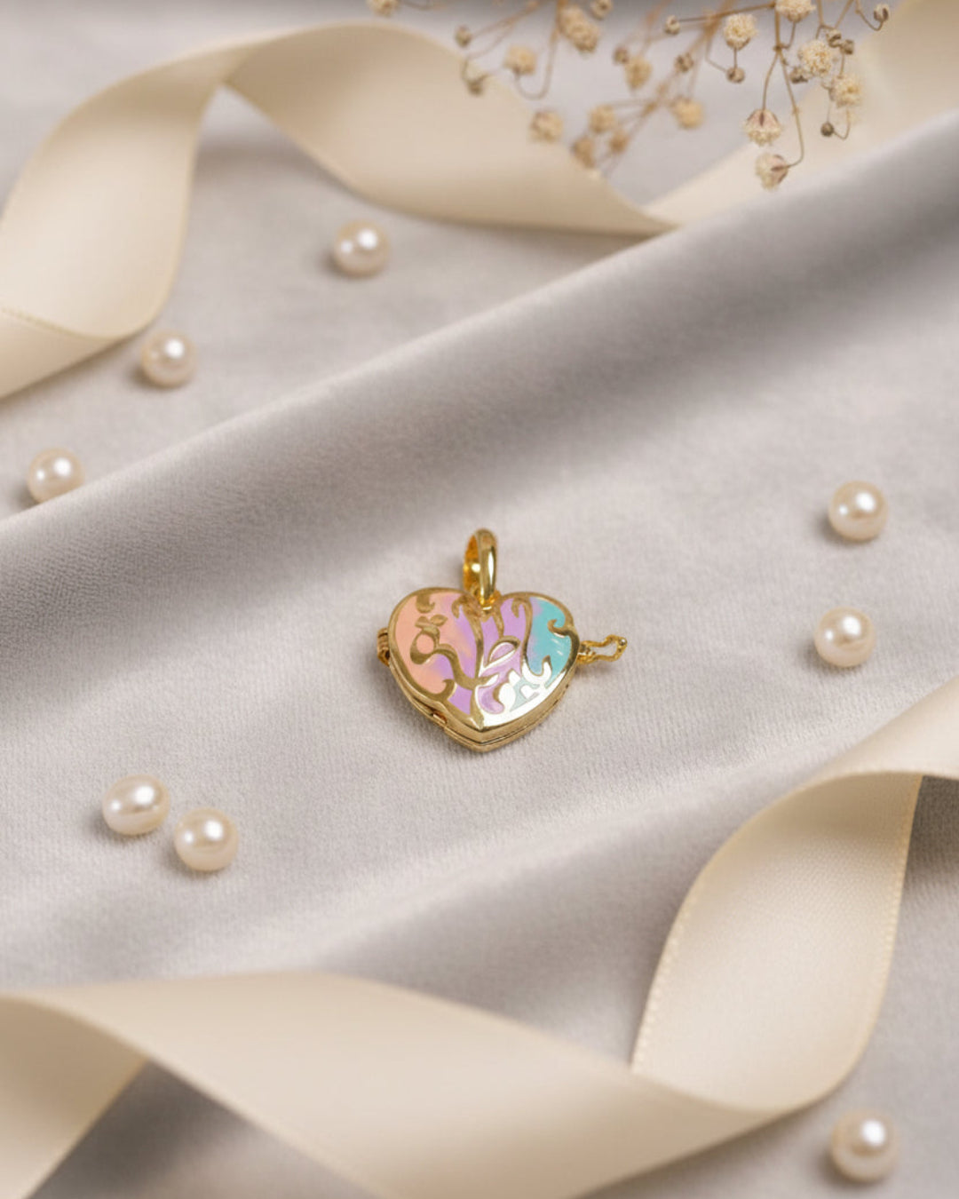 Ya Fatema Heart Pastel Taweez - 9k Gold