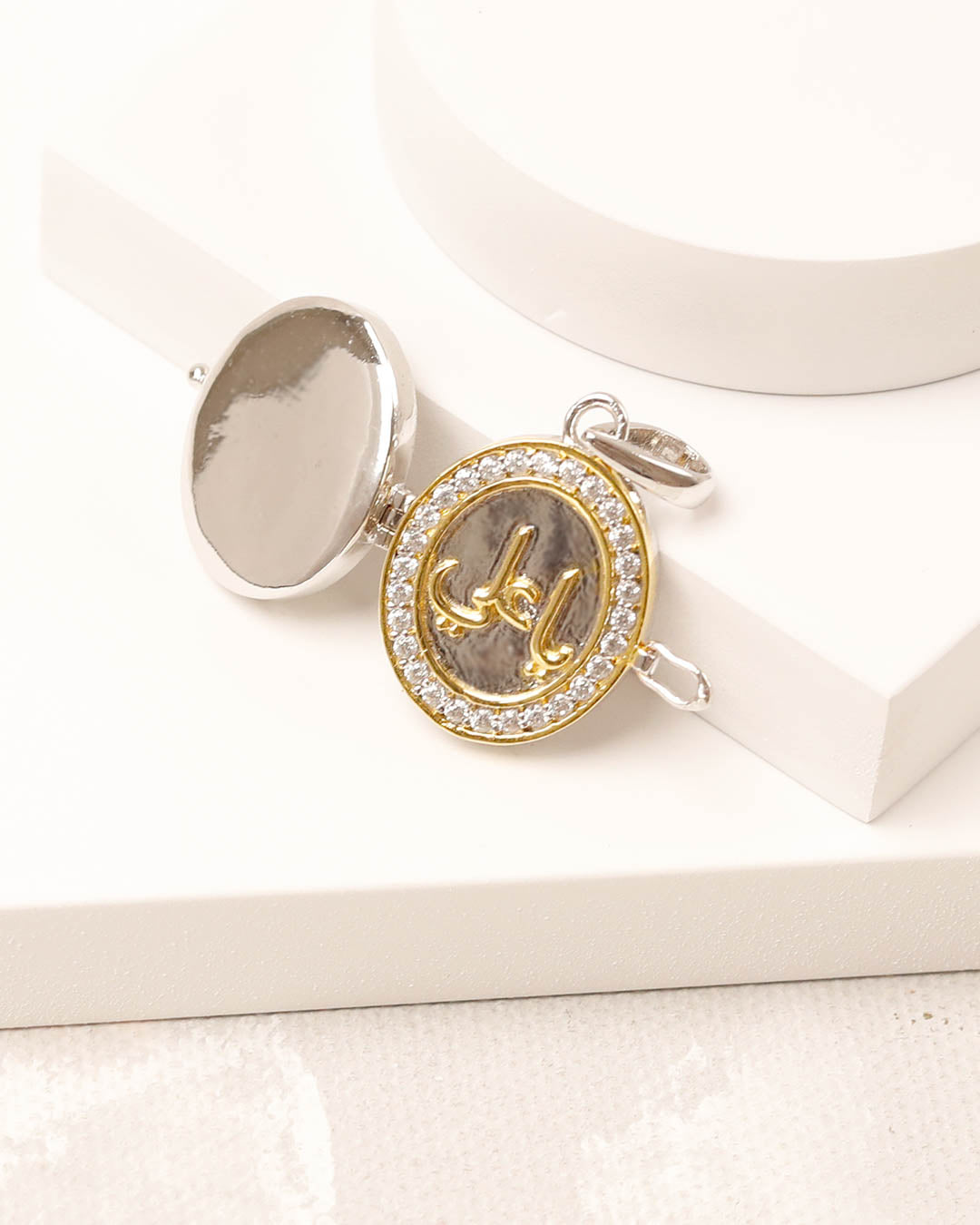 Ya Ali Pave Oval Taweez - 925 Silver