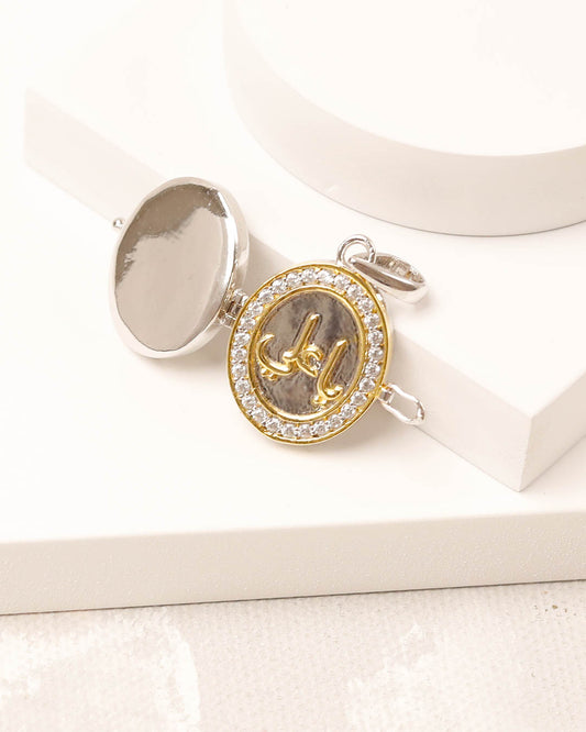 Ya Ali Pave Oval Taweez - 925 Silver