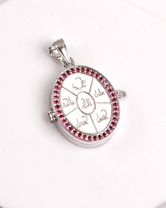 Panjatan-e-Pak  Ruby Oval Taweez - 925 Silver