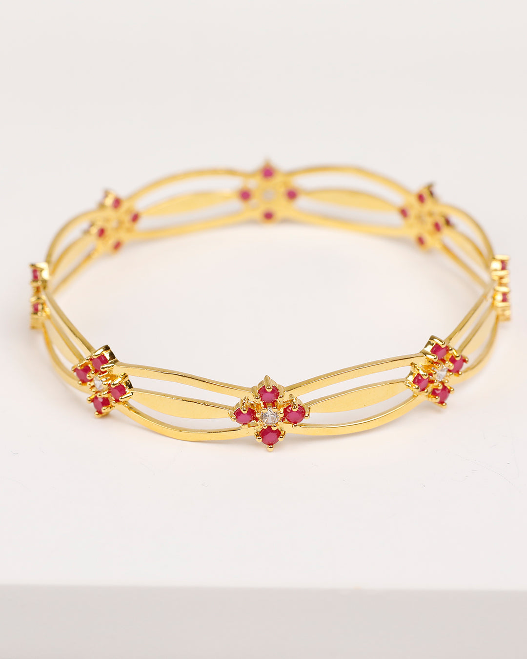 Ruby Hibiscus Bangle (925 Silver)