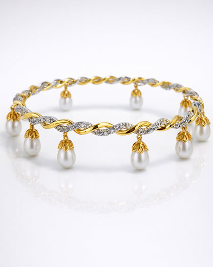 Pearl Dancing Twist Bangle (925 Silver)