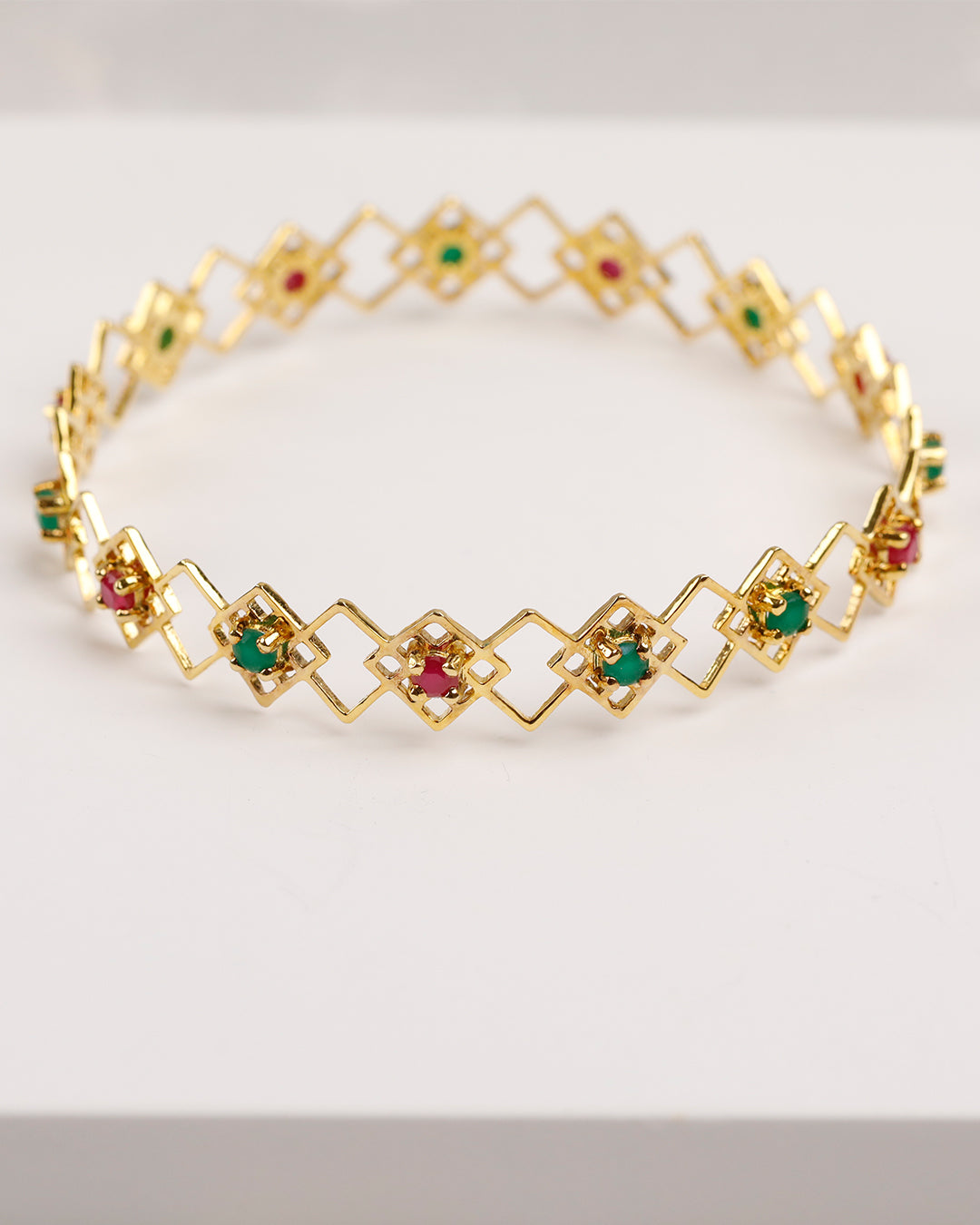 Geometric Grid Bangle (925 Silver)