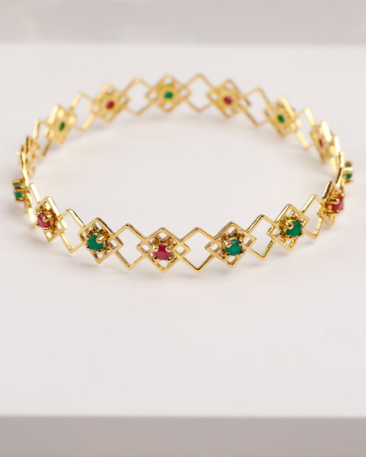 Geometric Grid Bangle (925 Silver)