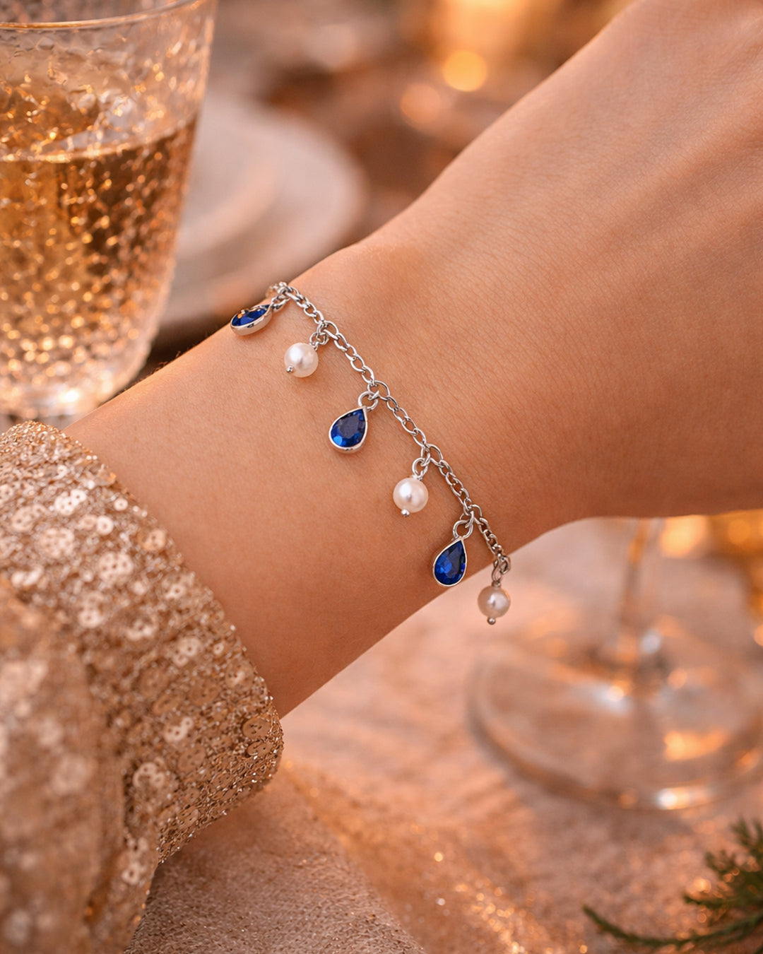 Neelam Pearl Drop Bracelet (925 Silver)
