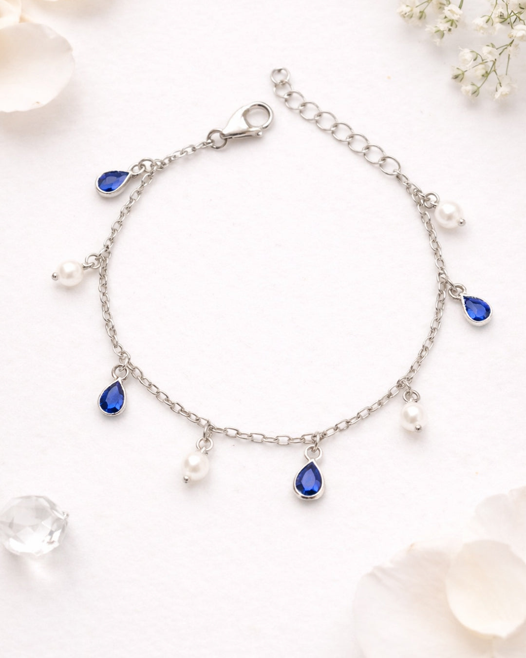 Neelam Pearl Drop Bracelet (925 Silver)