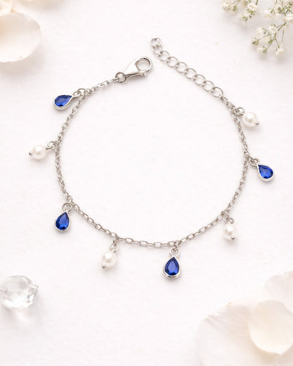 Neelam Pearl Drop Bracelet (925 Silver)
