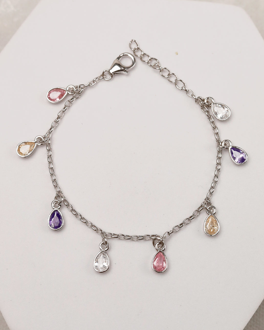 Multi Pastel Drop Bracelet (925 Silver)