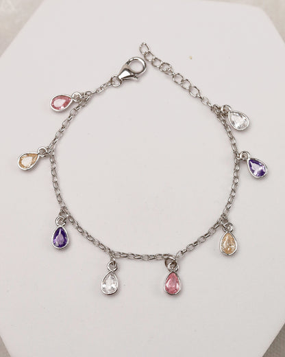 Multi Pastel Drop Bracelet (925 Silver)