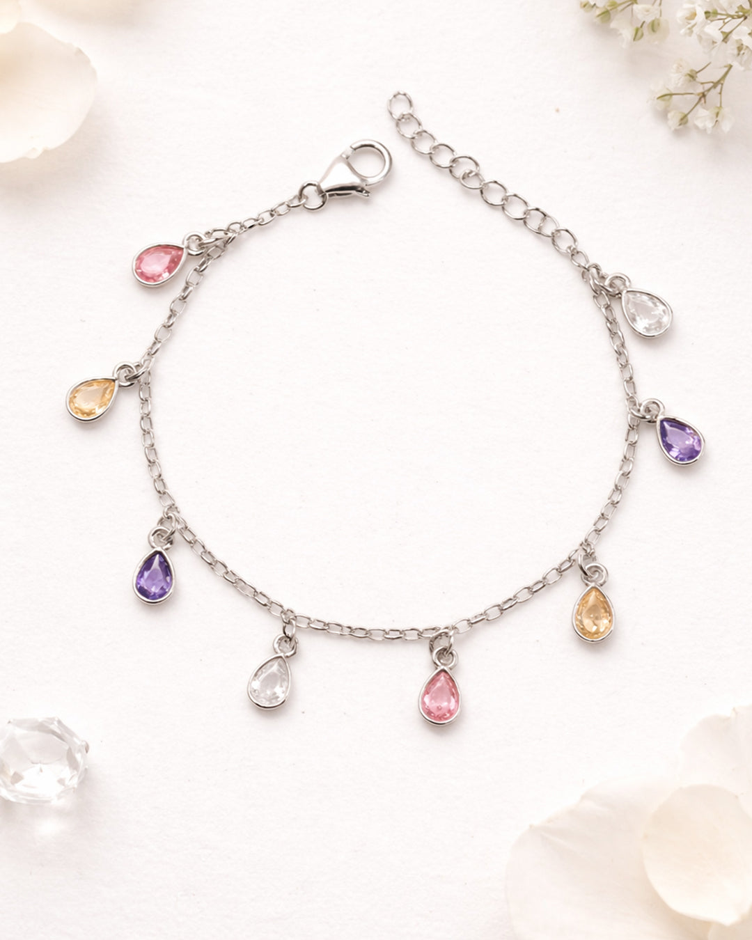 Multi Pastel Drop Bracelet (925 Silver)