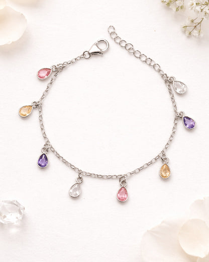 Multi Pastel Drop Bracelet (925 Silver)