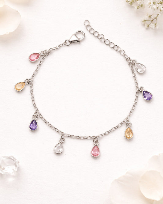 Multi Pastel Drop Bracelet (925 Silver)