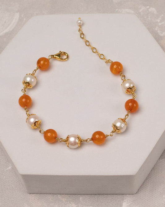 Amber Pearl Lacework Bracelet (925 Silver)
