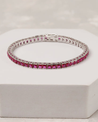 Ruby Heart Tennis Bracelet (925 Silver)