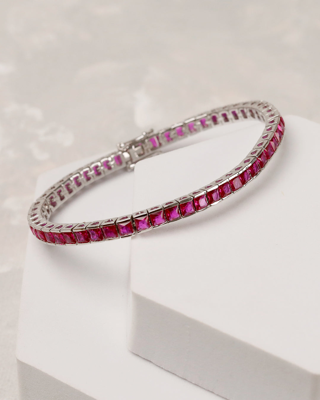 Ruby Heart Tennis Bracelet (925 Silver)