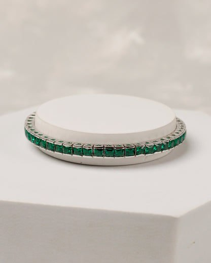 Emerald Heart Tennis Bracelet (925 Silver)