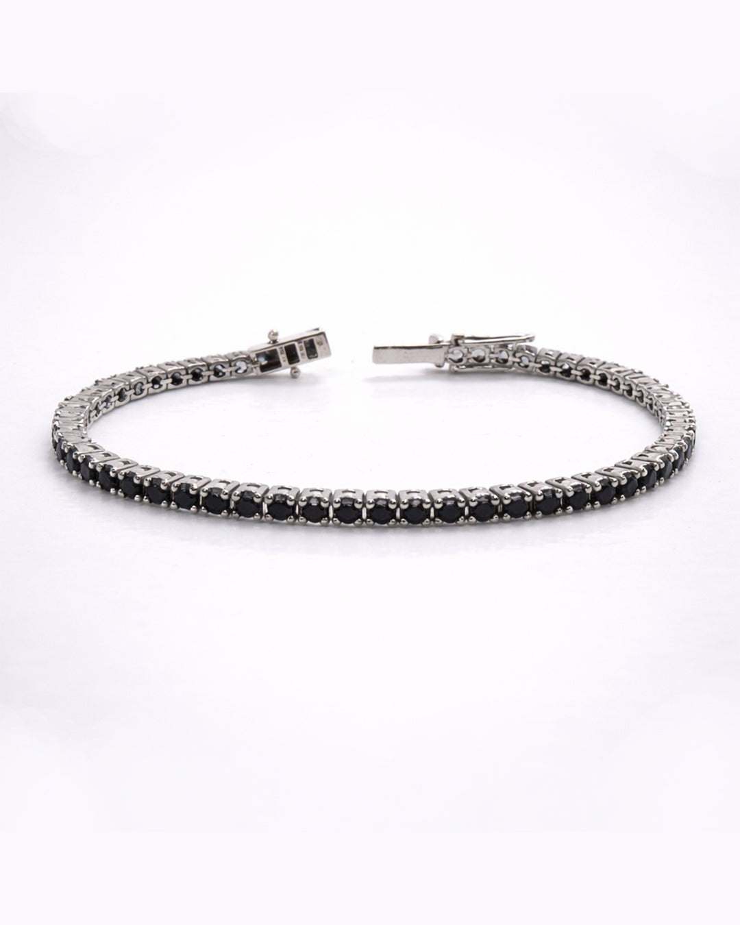 Classic Black Tennis Bracelet (925 Silver)