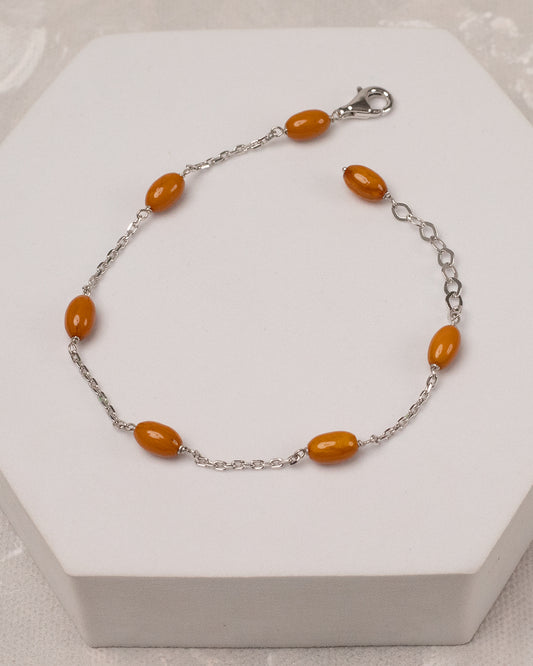 Amber Seed Link Bracelet (925 Silver)