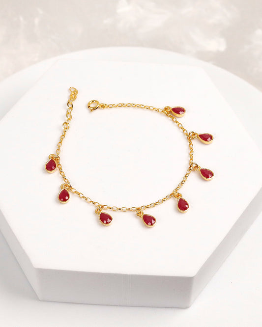 Ruby Drop Bracelet (925 Silver)